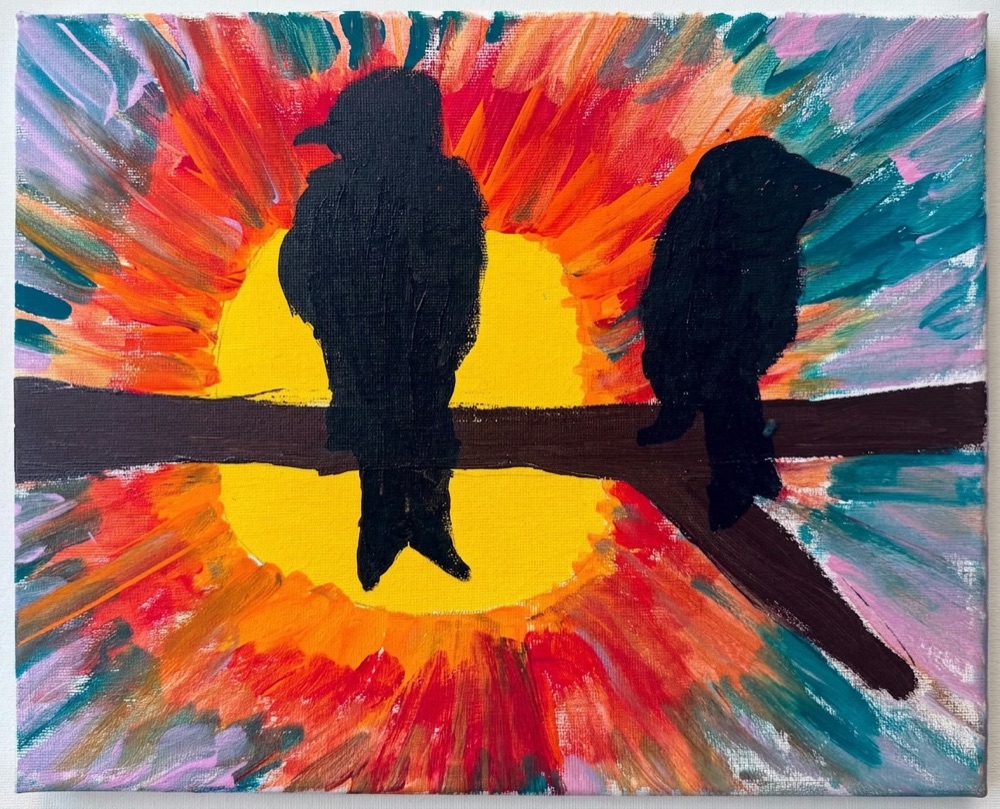A vivid recent painting, colour-true in the gallery